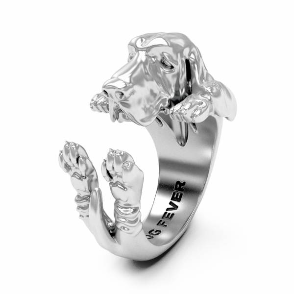 Basset Hound Silver Hug Ring